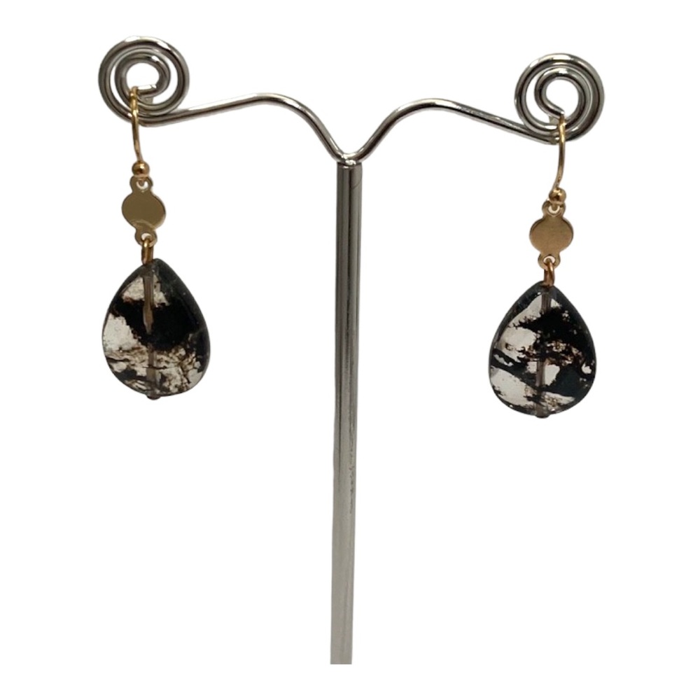 Clear  and Black Teardrop Earrings